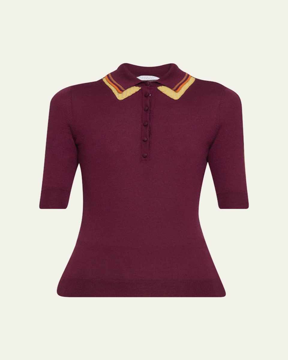 Wendelyn Cashmere-Silk Polo Top